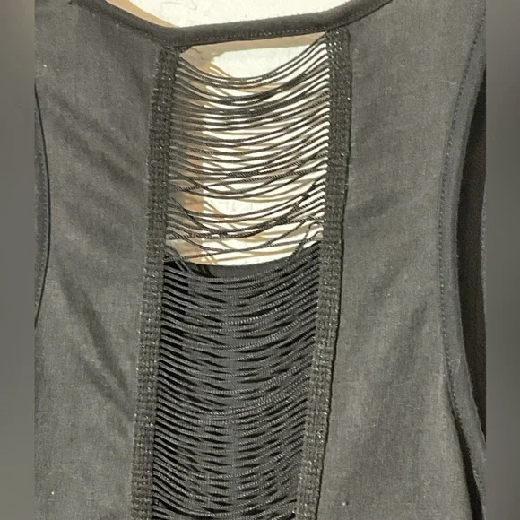 Social Misfits Indian Skull with Gold Tooth Fringe Split Back Tank Top Size Med - Picture 7 of 9